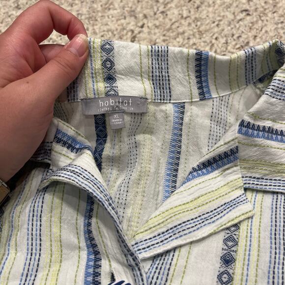 Habitat Princess Seamed Shirt Sz XL Button Down Stripe Nautical Coastal Casual - Picture 3 of 6